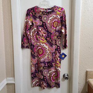 Jude Connally Haley Paisley Shift Knee Dress Size S NWT Scoop Neck